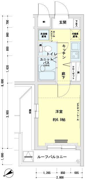 メインステージ大井町(1K/4階)の間取り写真