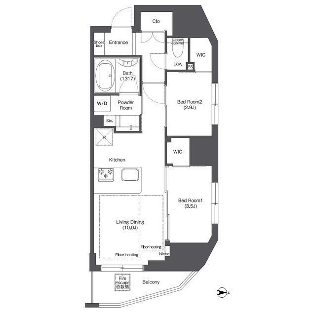 コンフォリア新御徒町(2LDK/3階)の間取り写真