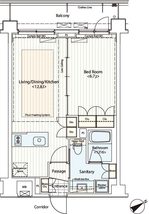 カスタリア鶴見(1LDK/1階)の間取り写真