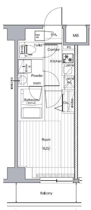 プレミアムキューブG西大井(1K/6階)の間取り写真