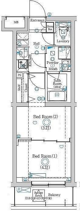 ラフィスタ下丸子(2K/5階)の間取り写真