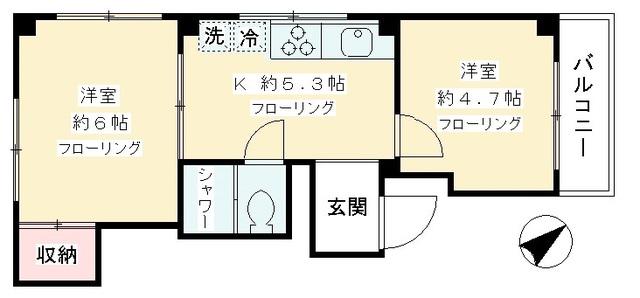 WIND BELL(2K/3階)の間取り写真