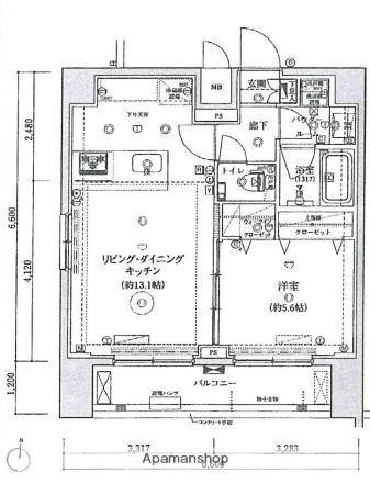 レアライズ蒲田Ⅱ(1LDK/6階)の間取り写真