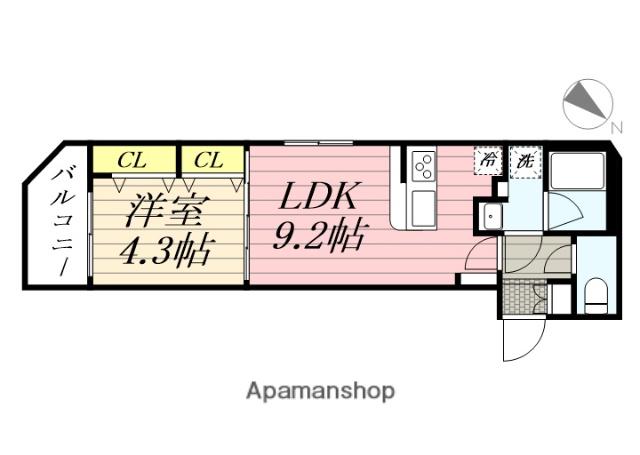 GRAN PASEO麻布十番(1LDK/13階)の間取り写真