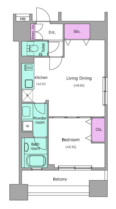 レジディア芝大門Ⅱ(1LDK/11階)の間取り写真