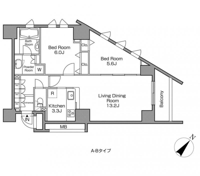 レジディアタワー中目黒(2LDK/8階)の間取り写真