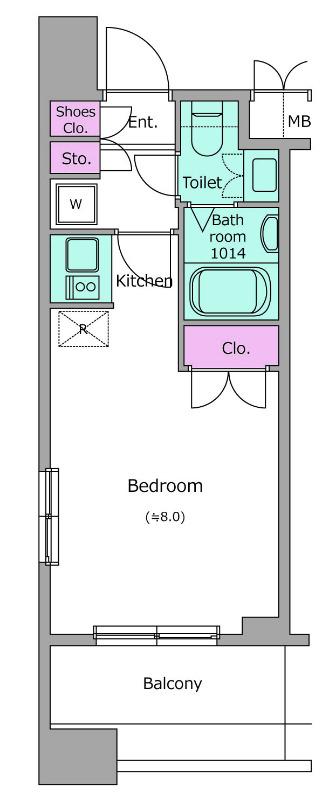 レジディア錦糸町(ワンルーム/8階)の間取り写真