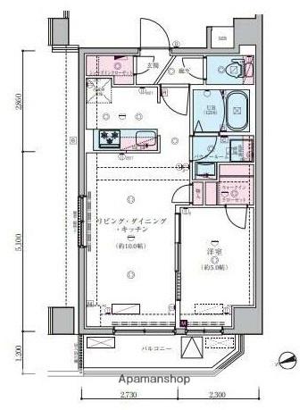GENOVIA蒲田ⅡSKYGARDEN(1LDK/9階)の間取り写真