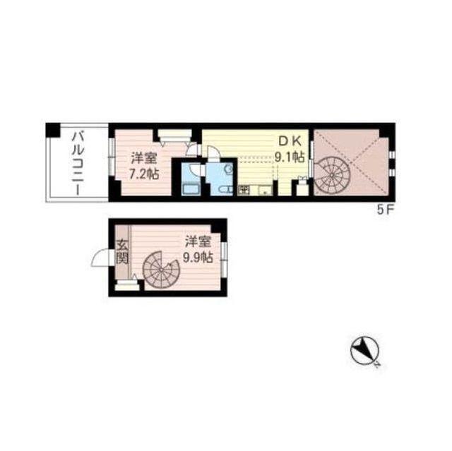 レジデンスシャルマン月島(2DK/8階)の間取り写真