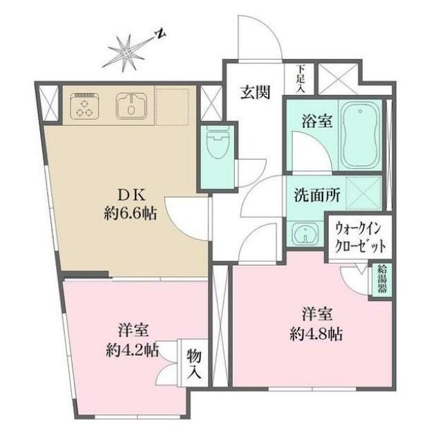 FIKA大井町(2DK/5階)の間取り写真