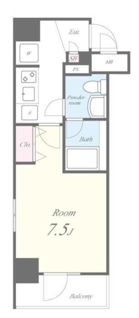 豊洲ステーションレジデンス(1K/7階)の間取り写真