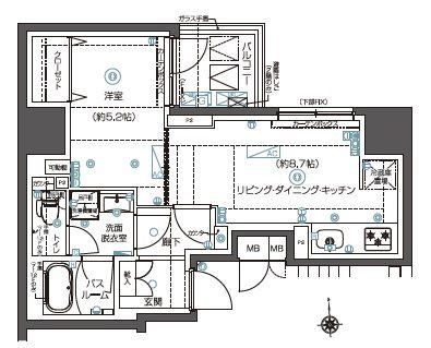 ZOOM秋葉原ノース(1LDK/12階)の間取り写真