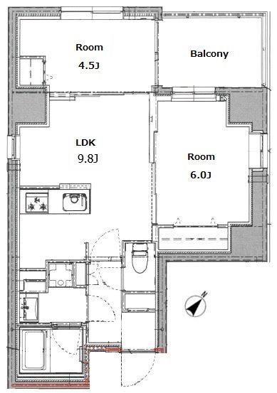 リビオメゾン上野入谷(2DK/11階)の間取り写真