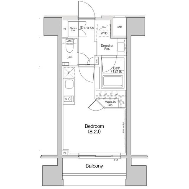 ザ・パークハビオ荏原中延プレイス(ワンルーム/12階)の間取り写真