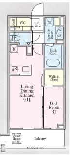 グランリビオ芝大門(1LDK/4階)の間取り写真