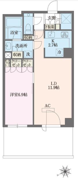 ジュールA(1LDK/10階)の間取り写真