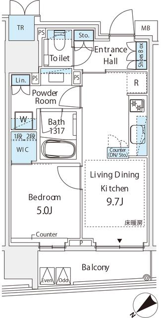 ミレアコート銀座プレミア(1LDK/7階)の間取り写真