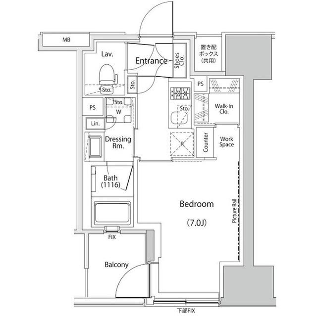 ザ・パークハビオ人形町レジデンス(1K/3階)の間取り写真