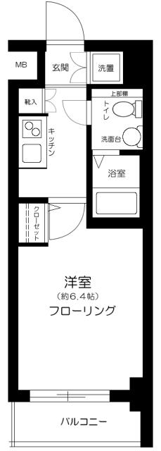 プレール・ドゥーク品川仙台坂(1K/5階)の間取り写真