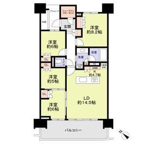 HARUMI FLAG SUN VILLAGE A棟(4LDK/9階)の間取り写真