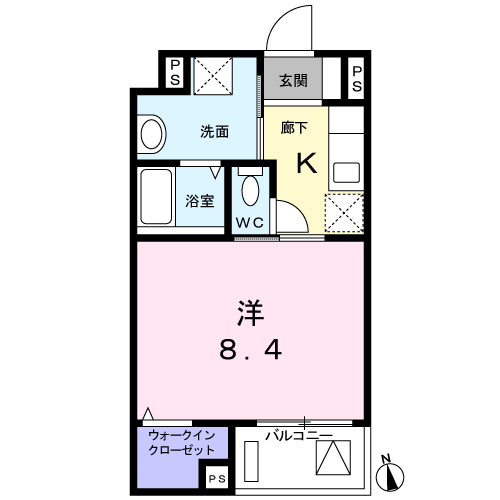サニーメゾンオオハシ(1K/3階)の間取り写真