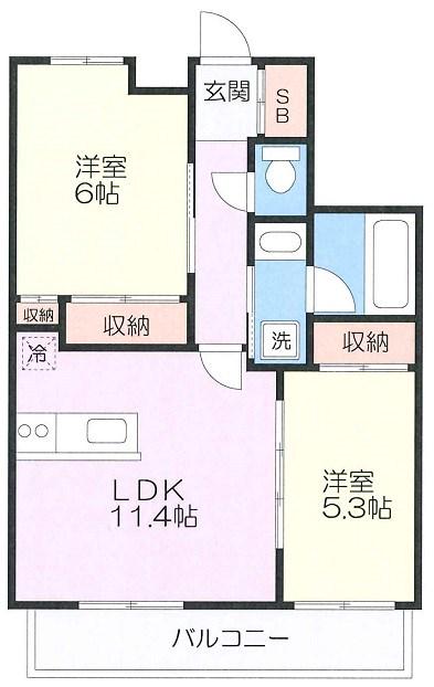 SKY BLUE KAWASAKI(2LDK/1階)の間取り写真