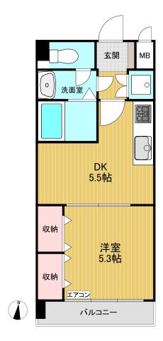 ニュー千鳥町マンション(1DK/10階)の間取り写真