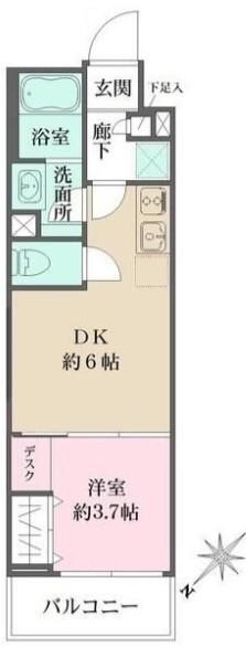 WHARF西馬込(1DK/1階)の間取り写真