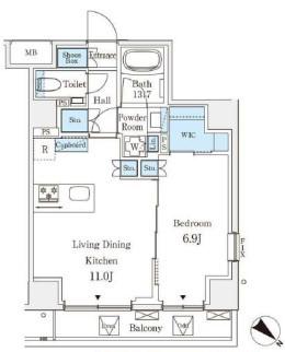 オーパスレジデンス南青山(1LDK/7階)の間取り写真