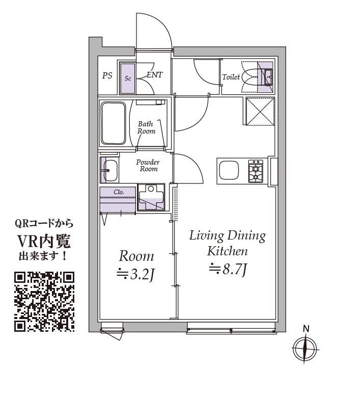 アトリオフラッツ清澄白河(1LDK/4階)の間取り写真