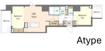 S-RESIDENCE浅草DIVERSE(2LDK/2階)の間取り写真