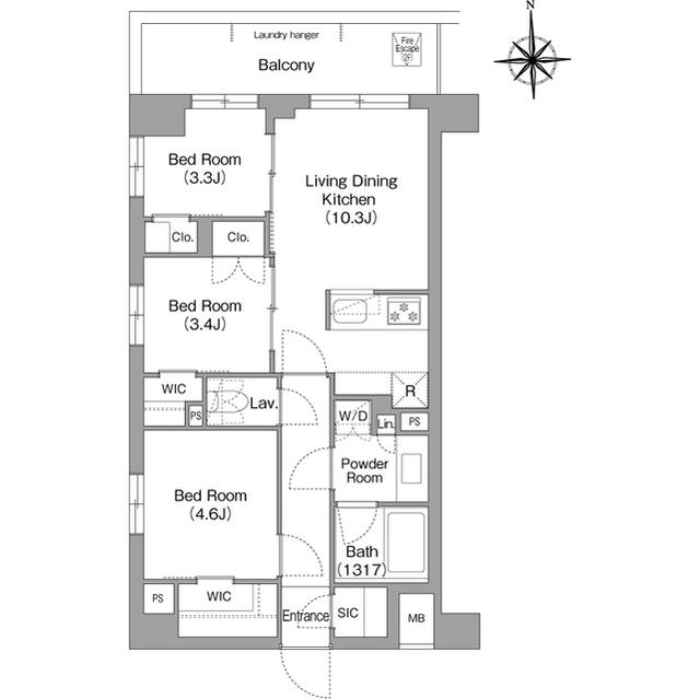 コンフォリア・リヴ大森西(3LDK/2階)の間取り写真