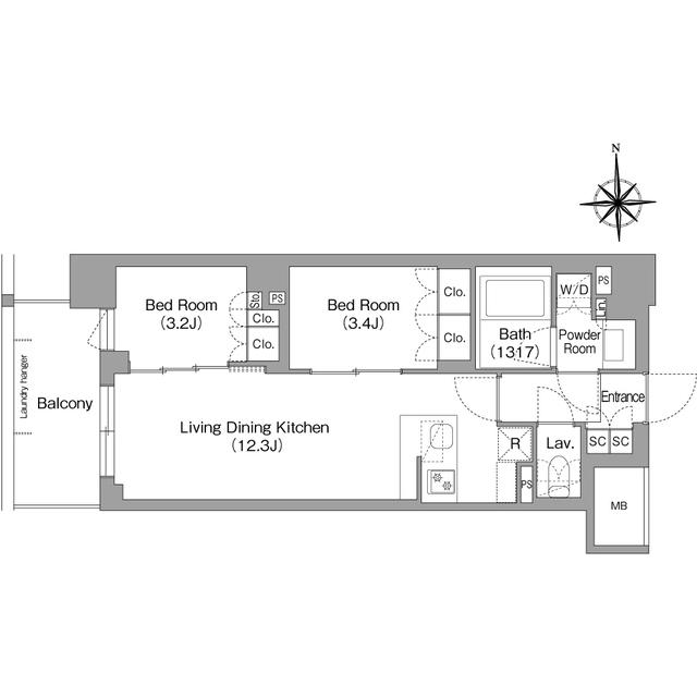 コンフォリア・リヴ大森西(2LDK/5階)の間取り写真