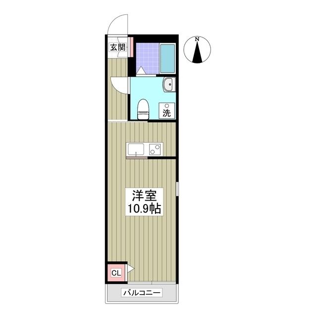 MSテラス(ワンルーム/2階)の間取り写真