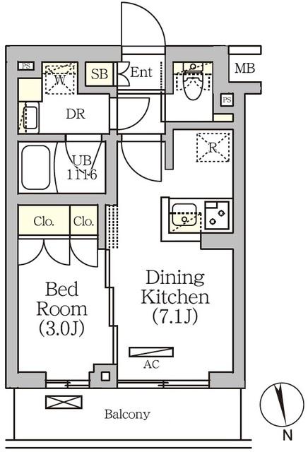 ARKMARK南品川(1DK/1階)の間取り写真