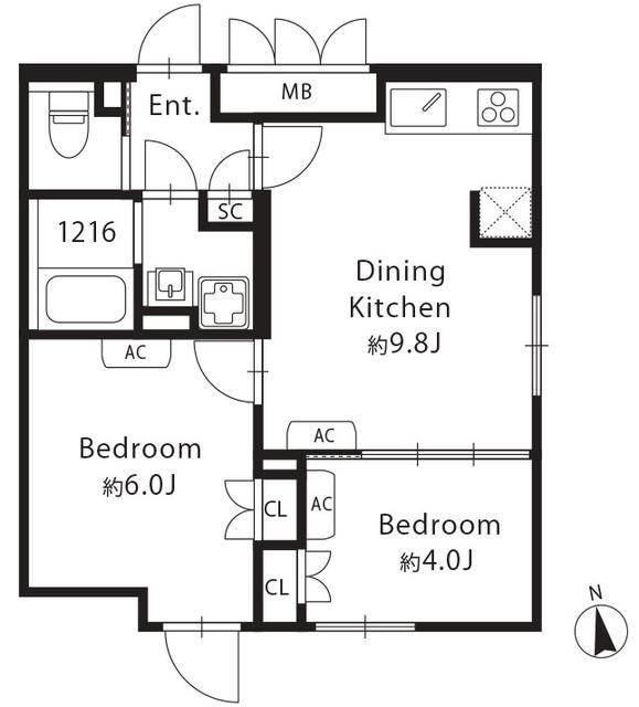 GRAN PASEO 目黒西小山(2DK/3階)の間取り写真