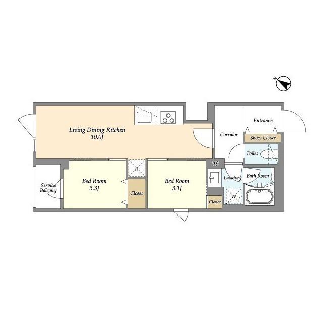 グランカーサ千駄木(2LDK/4階)の間取り写真