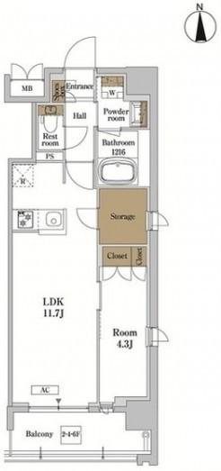 RJRプレシア蒲田(1LDK/3階)の間取り写真