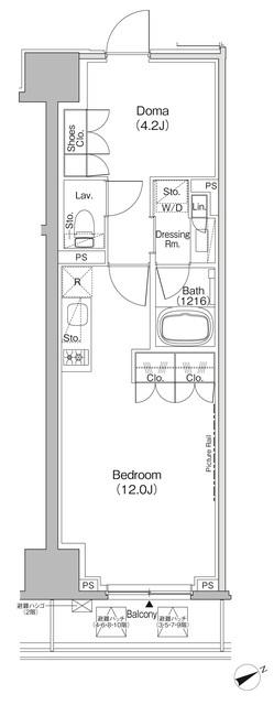 ザ・パークハビオ日本橋茅場町(ワンルーム/7階)の間取り写真