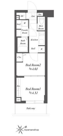 ブランシエスタ品川大井町パークエッジ(2K/1階)の間取り写真