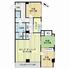ドミール五番町(3LDK/11階)の間取り写真