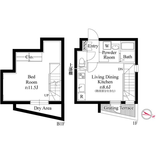 グランパセオ目黒洗足(1LDK/1階)の間取り写真
