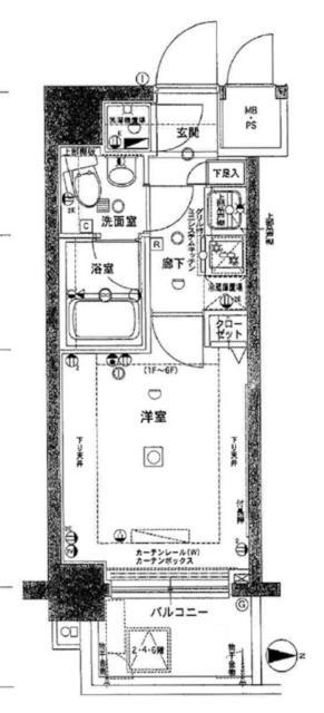 エクセリア芝大門(1K/6階)の間取り写真