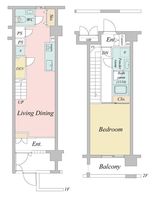 ニューシティアパートメンツ亀戸(1LDK/1階)の間取り写真