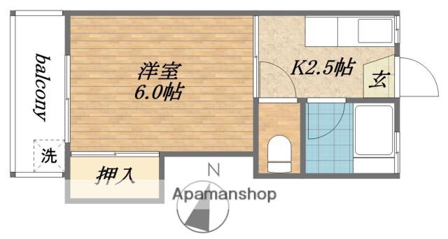 一徳コーポ(1K/2階)の間取り写真
