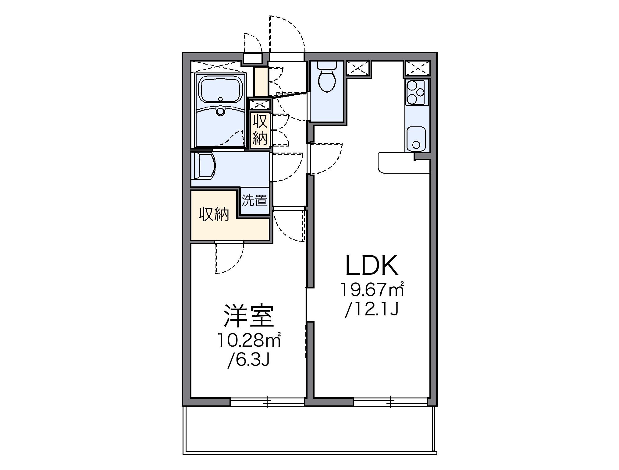 レオパレス堤方Ⅱ(1LDK/3階)の間取り写真