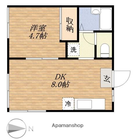 ライトハイツ(1DK/2階)の間取り写真