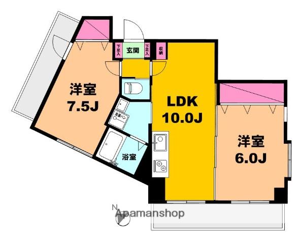 月村マンションNO.21(2LDK/6階)の間取り写真