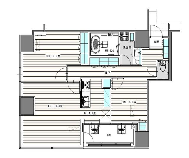 WHITETOWERHAMAMATSUCHO(2LDK/21階)の間取り写真