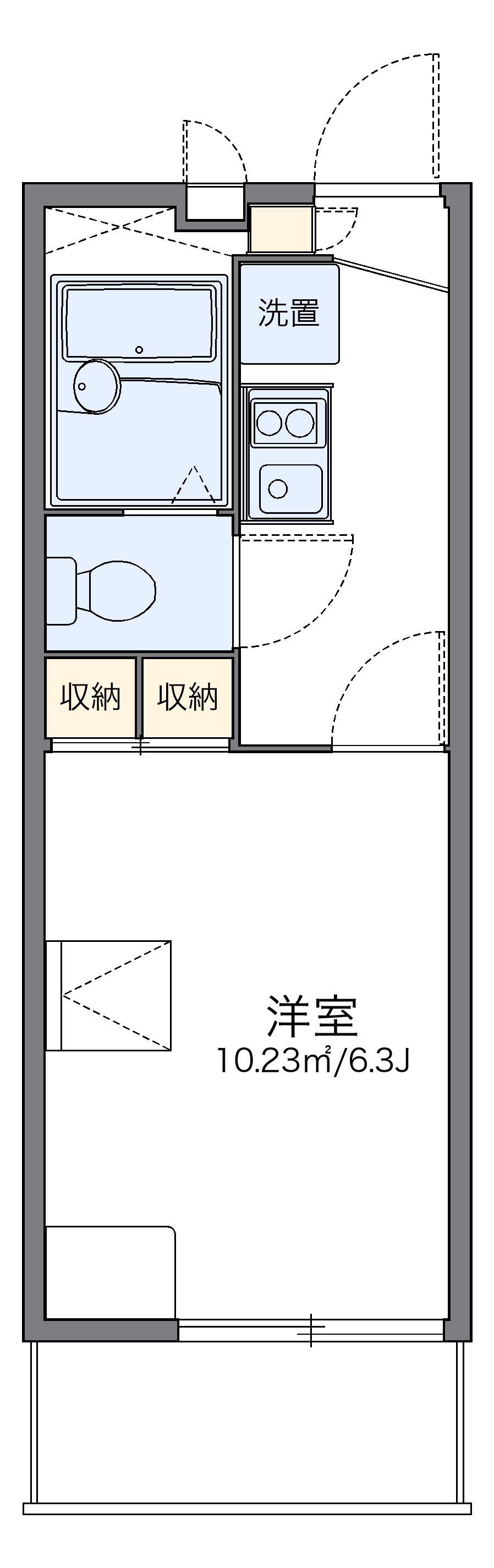 レオパレスグランデⅢ(1K/1階)の間取り写真